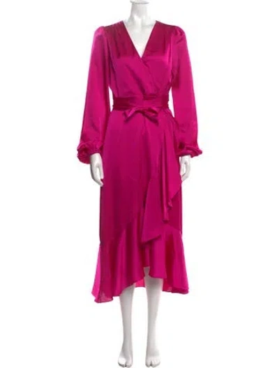 Pre-owned Milly V-neck Midi Length Dress In Pink