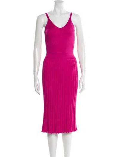 Pre-owned Milly V-neck Midi Length Dress W/ Tags In Pink