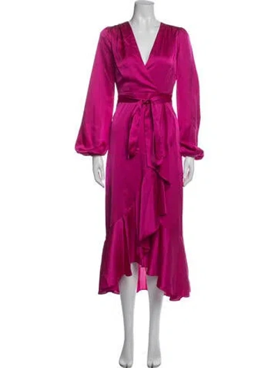 Pre-owned Milly V-neck Midi Length Dress W/ Tags In Pink