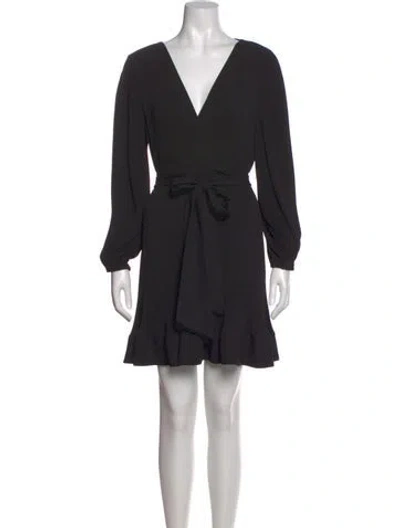 Pre-owned Milly V-neck Mini Dress In Black