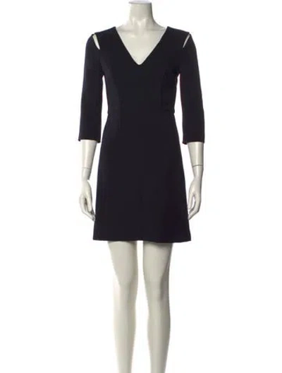 Pre-owned Milly V-neck Mini Dress In Black