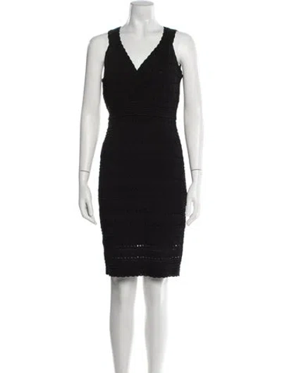 Pre-owned Milly V-neck Mini Dress In Black
