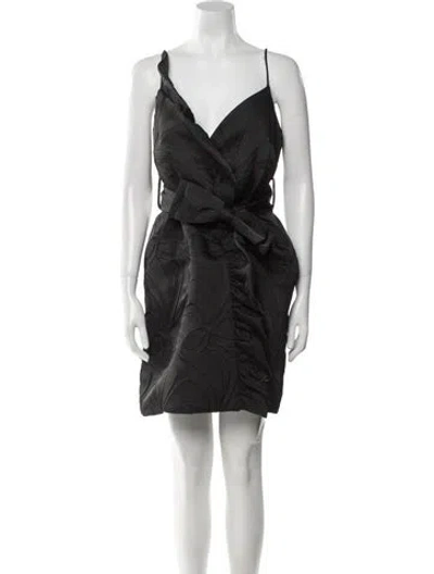 Pre-owned Milly V-neck Mini Dress In Black