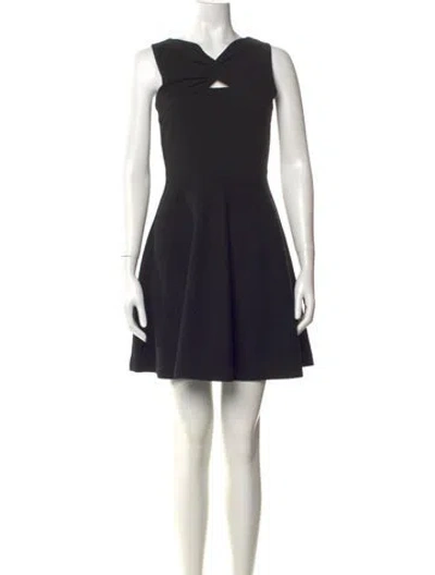 Pre-owned Milly V-neck Mini Dress In Black
