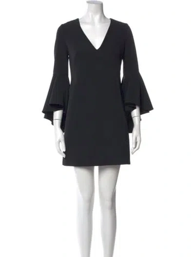 Pre-owned Milly V-neck Mini Dress In Black