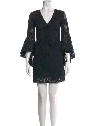 Pre-owned Milly V-neck Mini Dress In Black