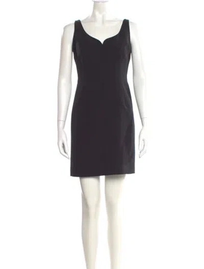 Pre-owned Milly V-neck Mini Dress In Black