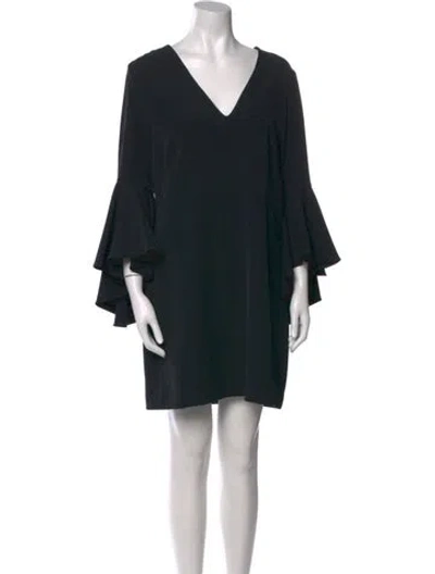 Pre-owned Milly V-neck Mini Dress In Black