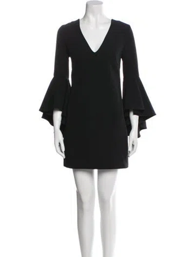 Pre-owned Milly V-neck Mini Dress In Black
