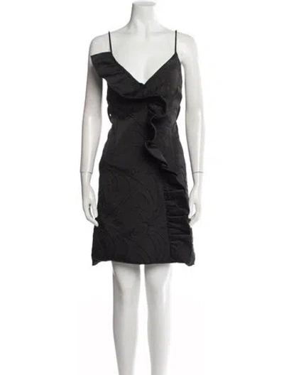 Pre-owned Milly V-neck Mini Dress In Black