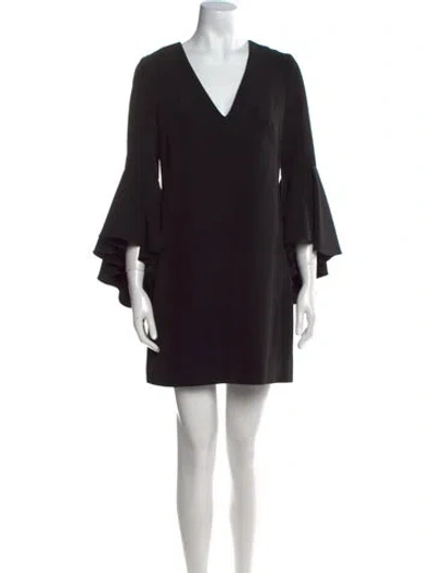 Pre-owned Milly V-neck Mini Dress In Black