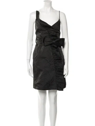 Pre-owned Milly V-neck Mini Dress In Black