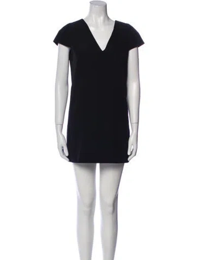 Pre-owned Milly V-neck Mini Dress In Black