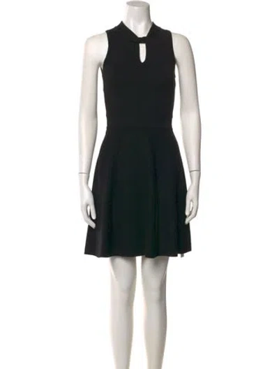 Pre-owned Milly V-neck Mini Dress In Black
