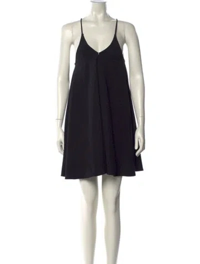 Pre-owned Milly V-neck Mini Dress In Black