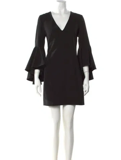 Pre-owned Milly V-neck Mini Dress In Black