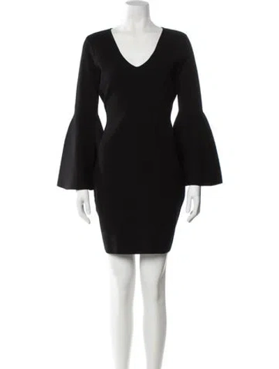 Pre-owned Milly V-neck Mini Dress In Black