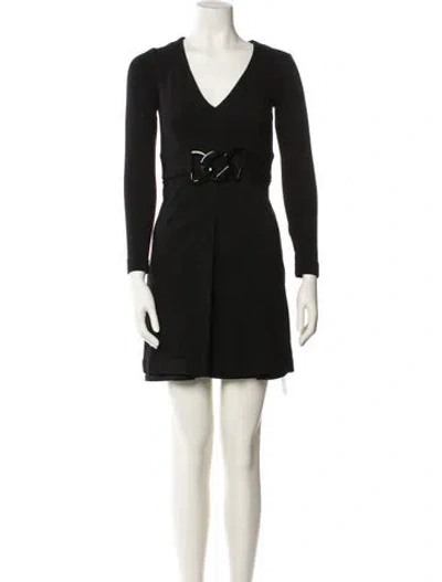 Pre-owned Milly V-neck Mini Dress In Black
