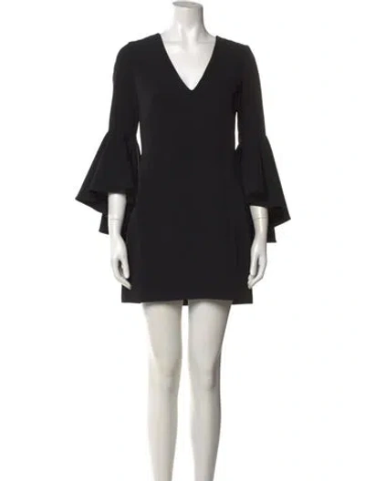 Pre-owned Milly V-neck Mini Dress In Black