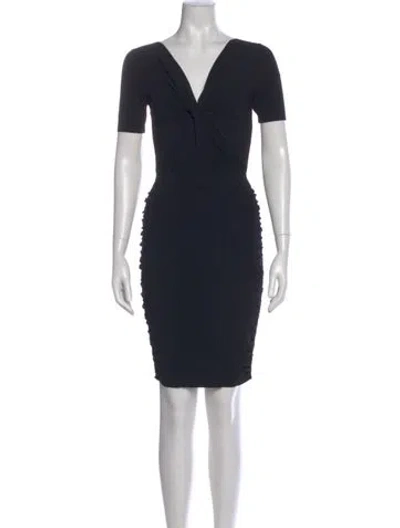 Pre-owned Milly V-neck Mini Dress In Black