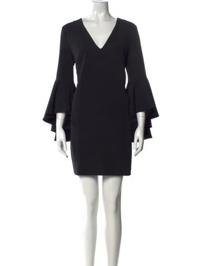 Pre-owned Milly V-neck Mini Dress In Black