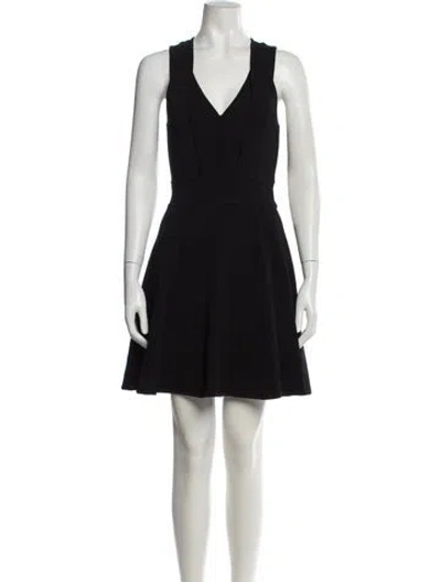 Pre-owned Milly V-neck Mini Dress In Black