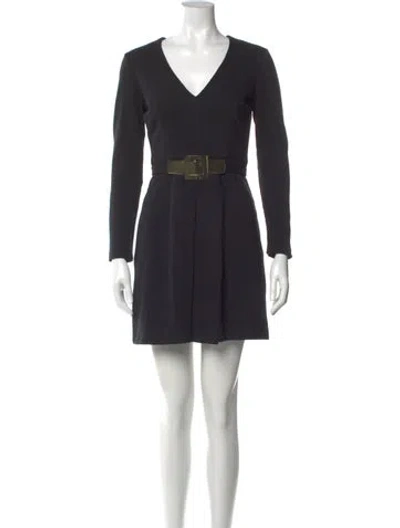 Pre-owned Milly V-neck Mini Dress In Black