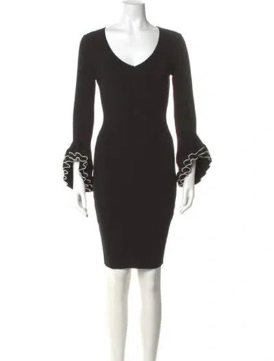 Pre-owned Milly V-neck Mini Dress In Black