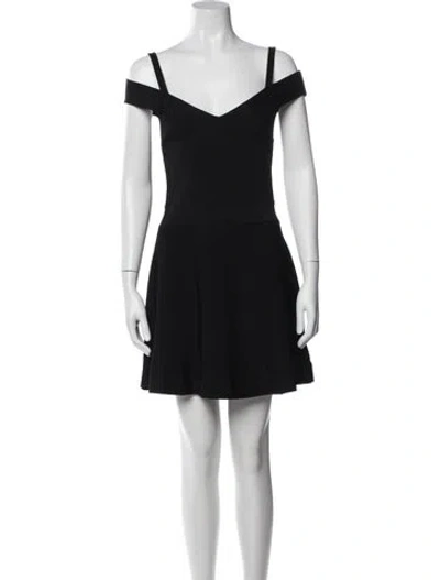 Pre-owned Milly V-neck Mini Dress In Black