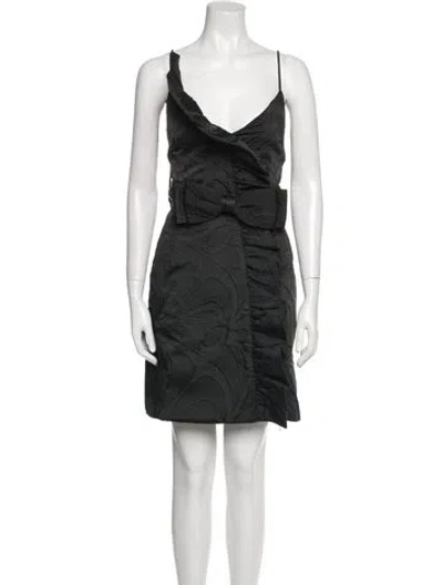 Pre-owned Milly V-neck Mini Dress In Black