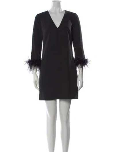 Pre-owned Milly V-neck Mini Dress In Black