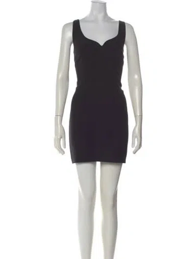 Pre-owned Milly V-neck Mini Dress In Black