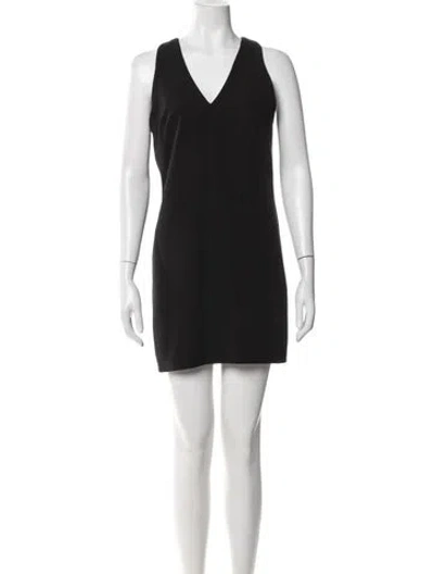 Pre-owned Milly V-neck Mini Dress In Black