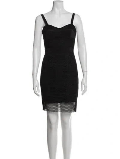 Pre-owned Milly V-neck Mini Dress In Black