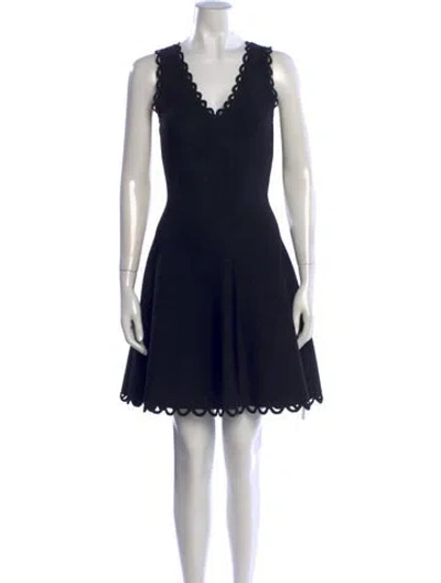 Pre-owned Milly V-neck Mini Dress In Black