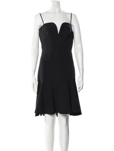 Pre-owned Milly V-neck Mini Dress In Black