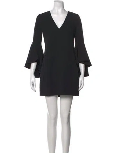 Pre-owned Milly V-neck Mini Dress In Black