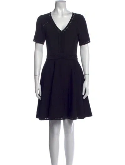 Pre-owned Milly V-neck Mini Dress In Black