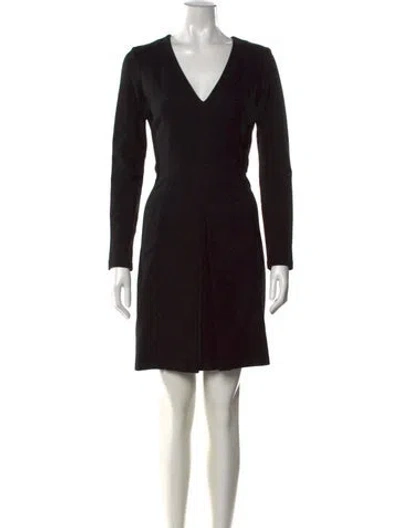 Pre-owned Milly V-neck Mini Dress In Black