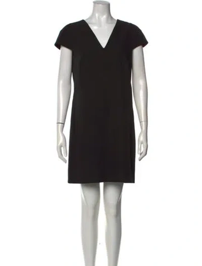 Pre-owned Milly V-neck Mini Dress In Black