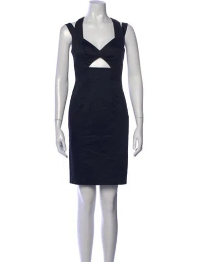 Pre-owned Milly V-neck Mini Dress In Black