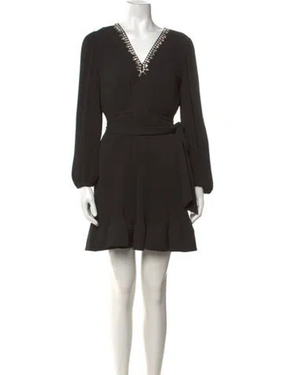 Pre-owned Milly V-neck Mini Dress In Black