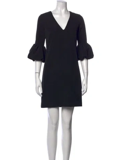 Pre-owned Milly V-neck Mini Dress In Black
