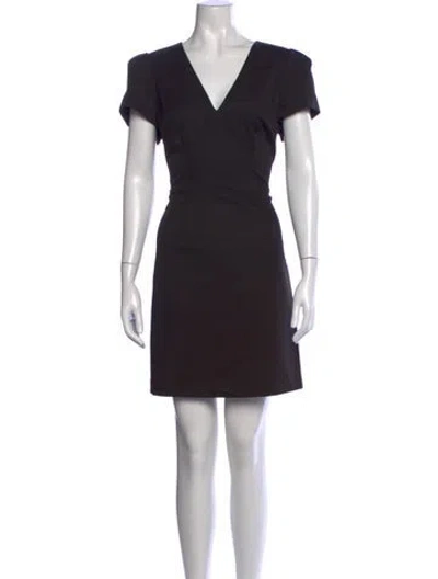 Pre-owned Milly V-neck Mini Dress In Black