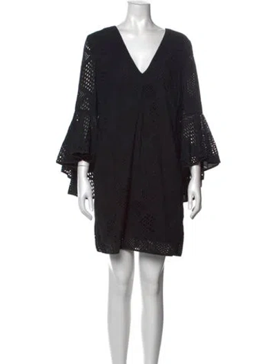 Pre-owned Milly V-neck Mini Dress In Black