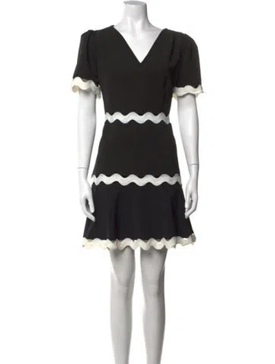 Pre-owned Milly V-neck Mini Dress In Black