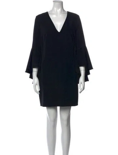 Pre-owned Milly V-neck Mini Dress In Black