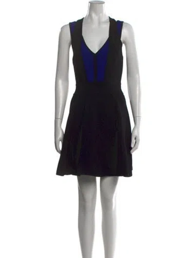 Pre-owned Milly V-neck Mini Dress In Black