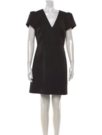 Pre-owned Milly V-neck Mini Dress In Black