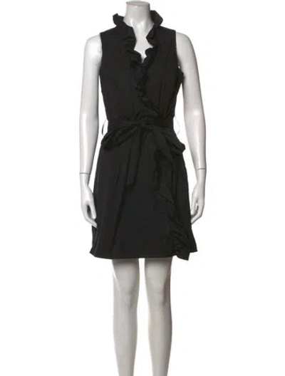 Pre-owned Milly V-neck Mini Dress In Black